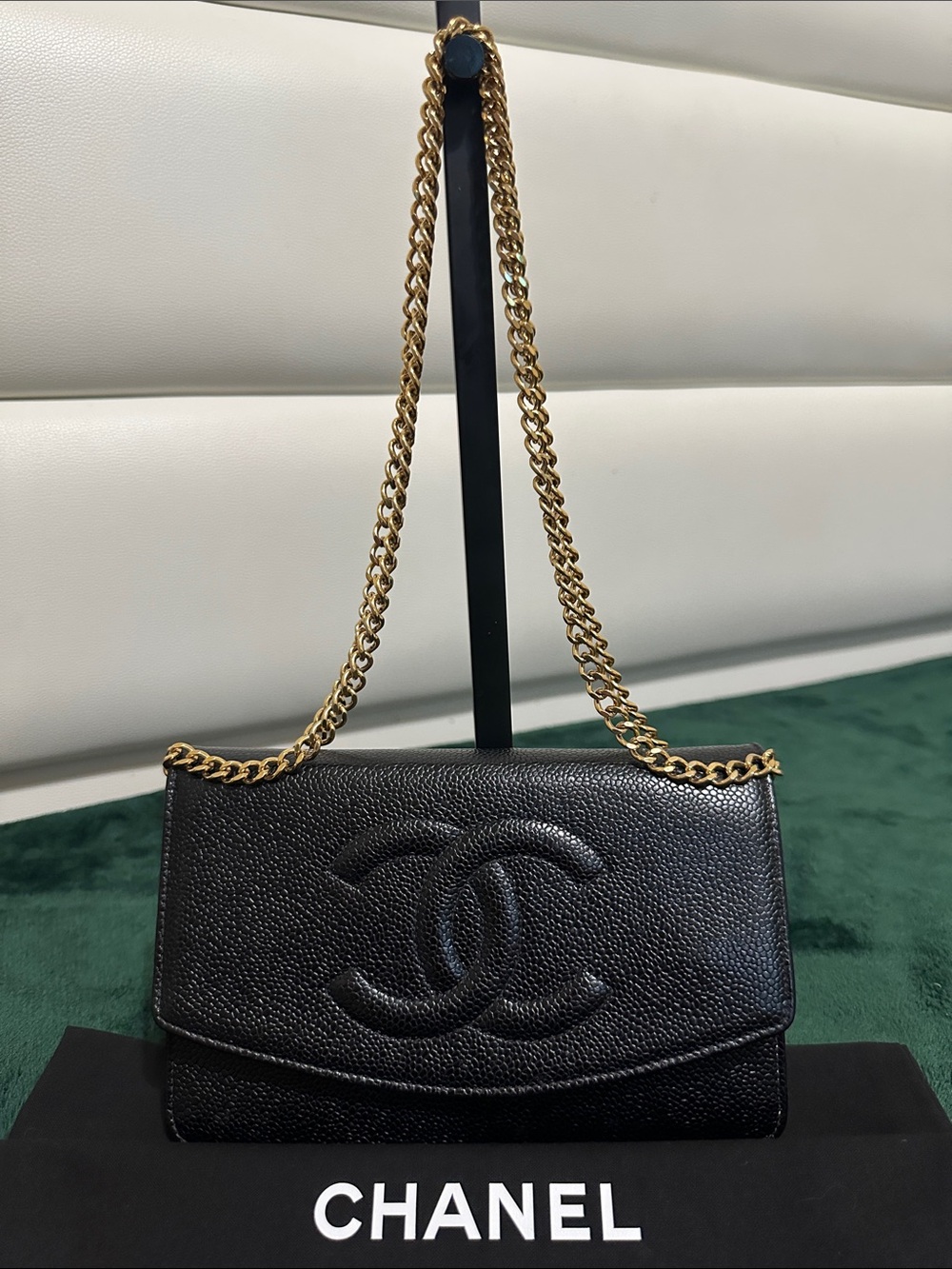CHANEL Vintage Timeless Wallet on Chain Caviar